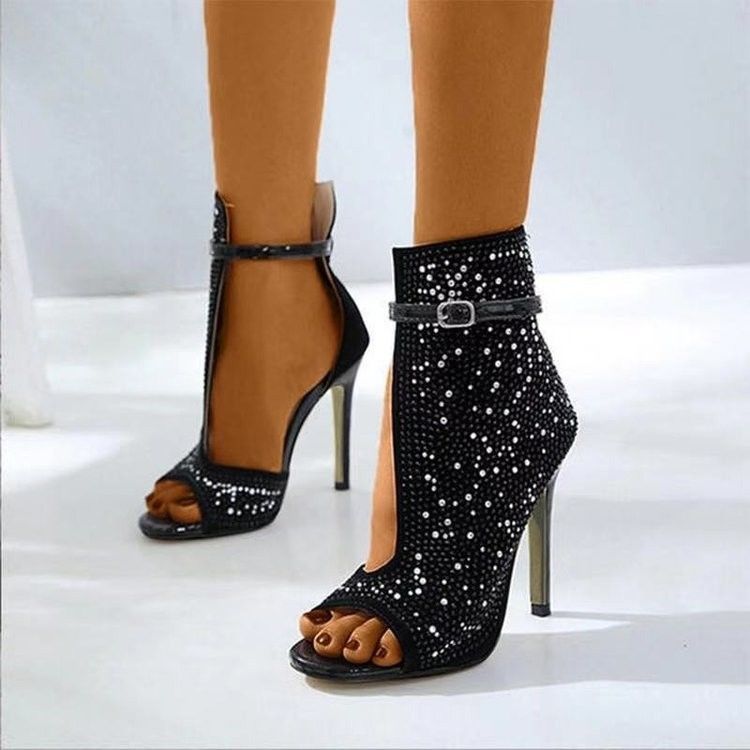Şık Kadınlar Stiletto Topuklu Ayakkabılar Siyah Beyaz Kahverengi