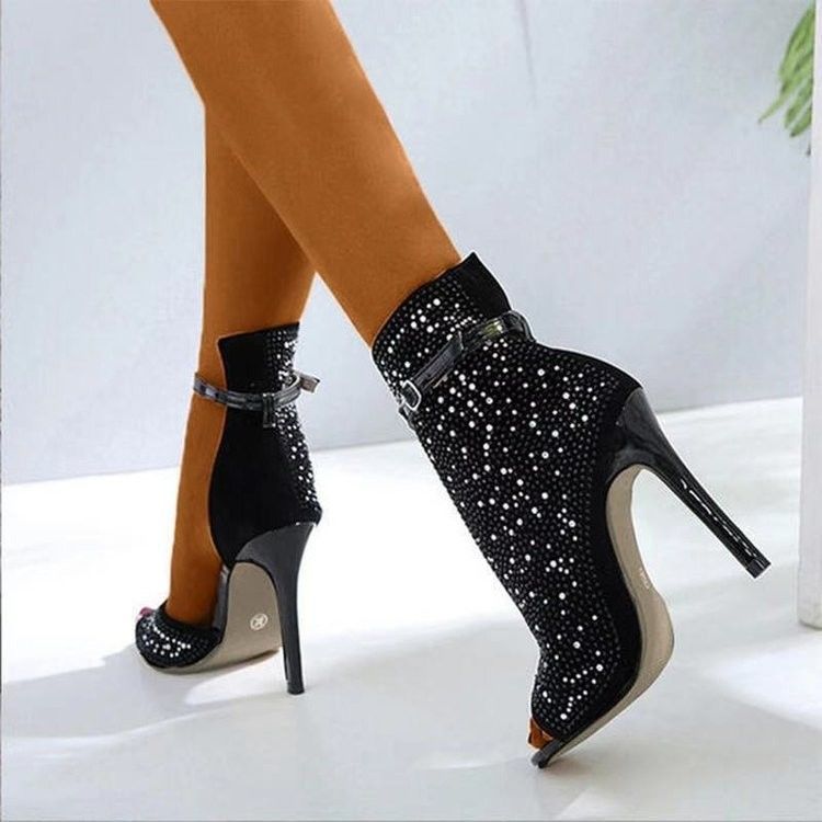Şık Kadınlar Stiletto Topuklu Ayakkabılar Siyah Beyaz Kahverengi